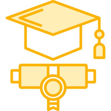 Eğitim ve öğrenme konsepti, mezuniyet şapkası ikonu