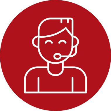 Kırmızı daire çizgisi simgesi olan çocuk, vektör illüstrasyonu