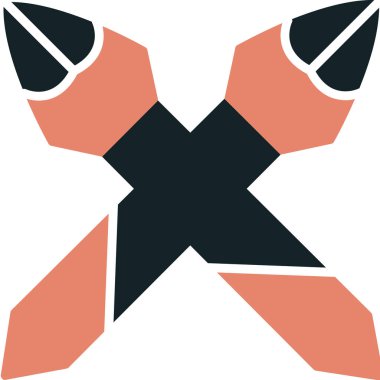 oklu x harfi ve çapraz, vektör, simge