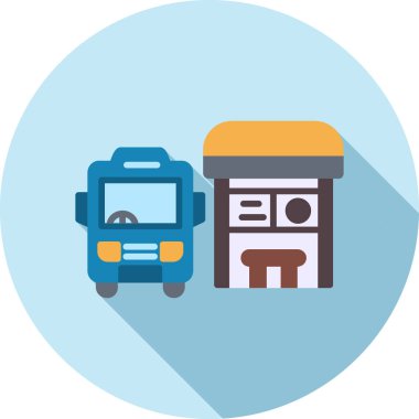 Otobüs Durağı web simgesi, vektör illüstrasyonu