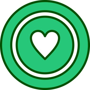 Kalp vektör simgesi. biçim iki renkli düz simge, yeşil ve gri renkler, yuvarlak açılar, beyaz arkaplan.