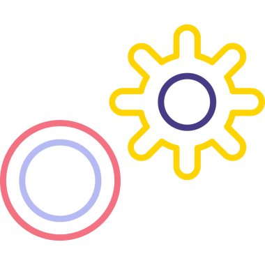 dişli düz simge beyaz arkaplan, vektör, illüstrasyon izole