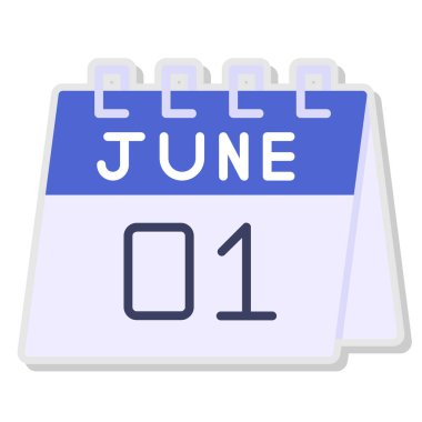 12 Haziran takvim simgesi, vektör illüstrasyonu, takvim simgesi düz tasarım.