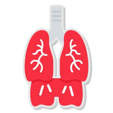 Akciğer vektör simgesi. beyaz arkaplanda izole edilmiş düz resimleme.