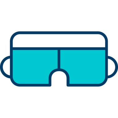 Mavi gözlük ikonu. Web için gözlük vektör simgelerinin özet çizimi.