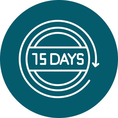 14 gün kaldı, vektör, illüstrasyon simgesi, damga, beyaz üzerine