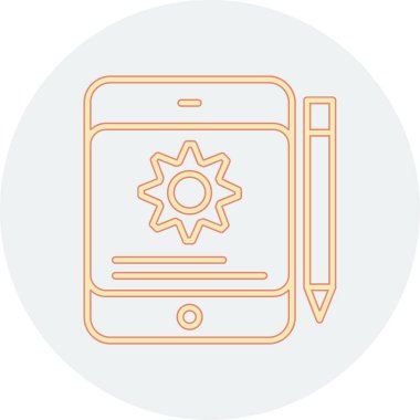 Kalem ve büyüteç ikonlu defter. vektör grafiği