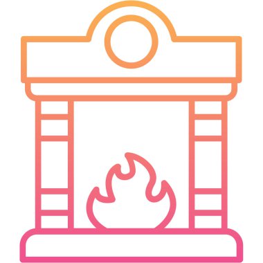 Şömine. Web simgesi basit illüstrasyon