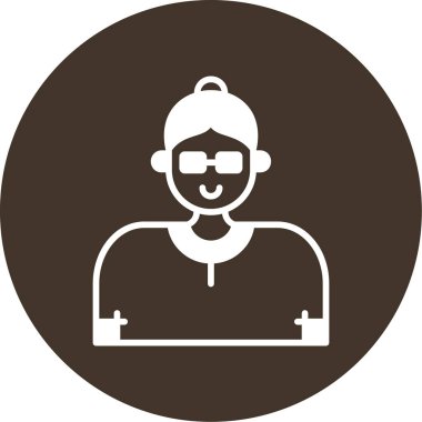 Sakallı ve kahverengi arkaplan vektör resimli şapkalı avatar adam.