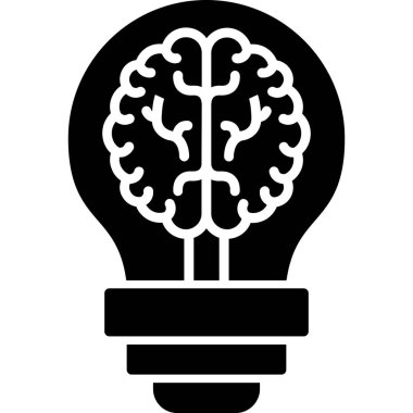 Beyin fikri ampul simgesi katı biçimde