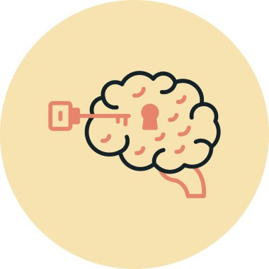 Kilitli beyin. Basit simge vektör illüstrasyon tasarımı