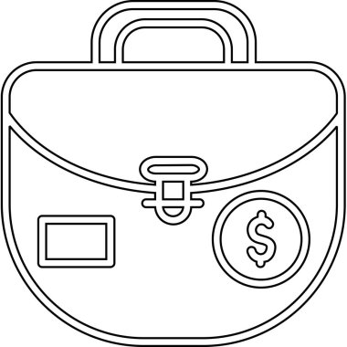 cüzdan para çantası simgesi ana hat biçiminde