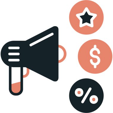 megafon pazarlama simgesi, vektör illüstrasyonu