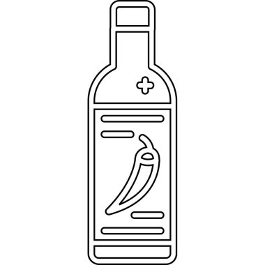 Bir şişe kırmızı biber ve cam vektör çizimi