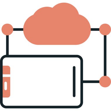 beyaz arkaplanda izole edilmiş ana hatlı veri bulut sunucu simgesi. Bilgisayar ağı sembolü. vektör illüstrasyonu.