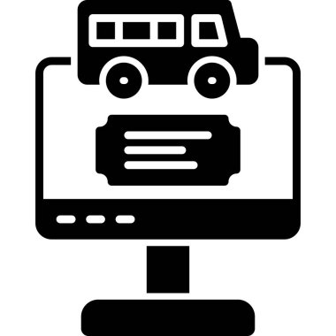 Çevrimiçi Otobüs Bilet Rezervasyon Web simgesi, vektör illüstrasyonu