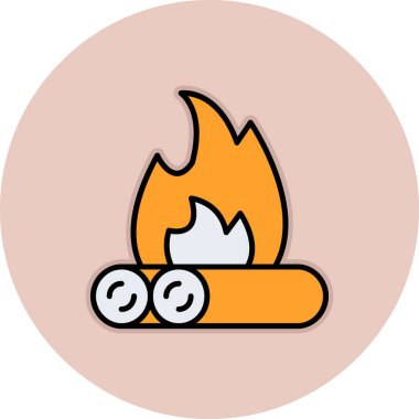 Ateş simgesi renk ana hatları vektörü yakılıyor