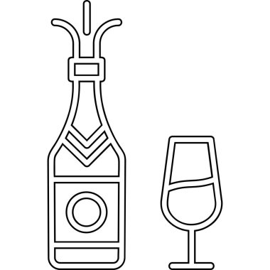 Şarap şişesi ve cam vektör çizimi