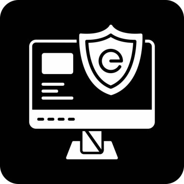 Laptop simgesine sahip bilgisayar kalkanı, basit biçim