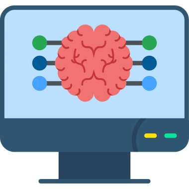 düz stil ile beyin öğrenme yapay zeka simgesi
