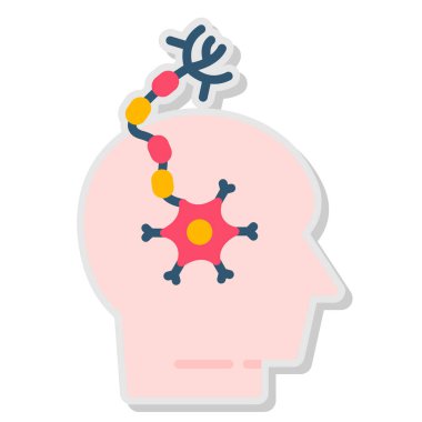 İzole edilmiş beyaz arkaplanda düz bir beyin simgesi.