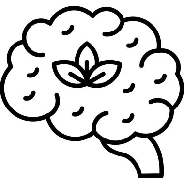 Çiçek ikonlu beyin, vektör illüstrasyonu