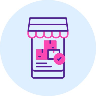 Çevrimiçi dükkan modern simge, vektör illüstrasyonu