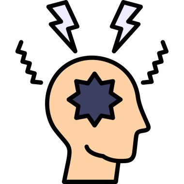 İnsan beyni fikir simgesi ana hatlarıyla doldurulmuş