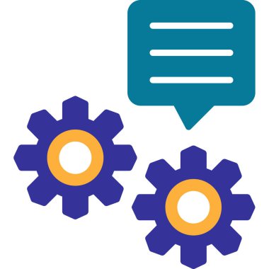 beyaz arkaplan vektör illüstrasyonunda konuşma baloncukları olan dişliler