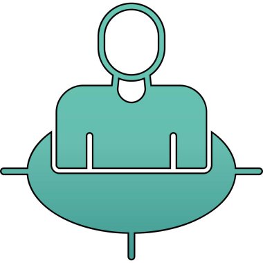 Bilgisayar simgesi olan bir iş adamı, basit vektör illüstrasyonu