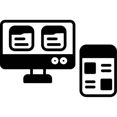 beyaz arkaplanda bilgisayar ve mobil vektör çizimi