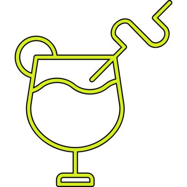 Kokteyl ikonu. Beyaz arkaplanda izole edilmiş web tasarımı için kokteyl vektör simgesinin özet çizimi