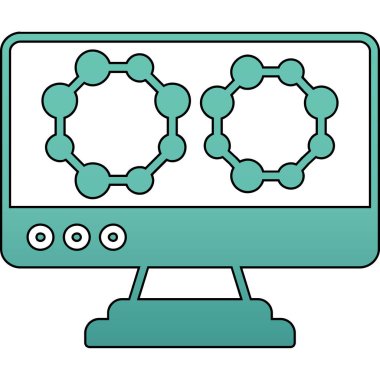 Dişlilerle ilgili vektör illüstrasyonlu bilgisayar