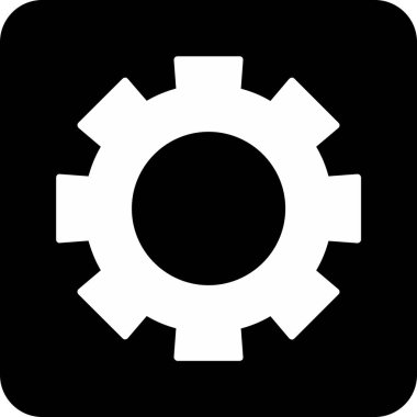 dişli vektör simgesi. resim biçimi yuvarlak kare içinde iki renkli simge, yoğun siyah ve siyah renkler, beyaz arkaplan