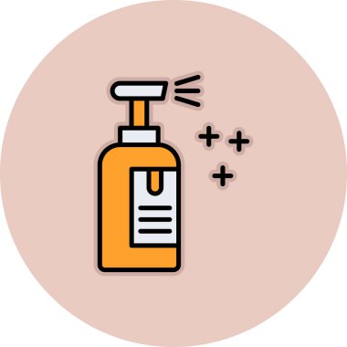 Elinde sabun olan renk spreyi ve beyaz arka planda izole edilmiş şişe ikonu. vektör