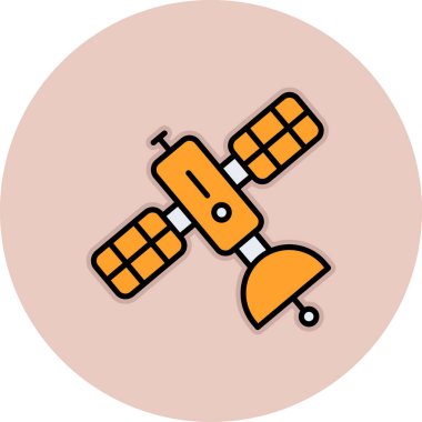 uydu vektör simgesi. düz çizim pembe arkaplanda izole edildi