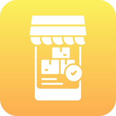 Mobil uygulama simgesi dijital illüstrasyonlu dükkan