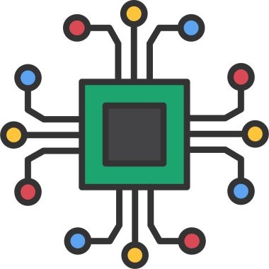 Cpu çip simgesi doldurulmuş taslak biçimi