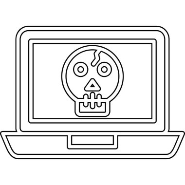 dizüstü bilgisayar kafatası ve dizüstü bilgisayar simgesi, satır biçimi