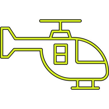 Helikopter vektör simgesi. biçim düz simge, beyaz arkaplan, yuvarlak açılar, siyah arkaplan.