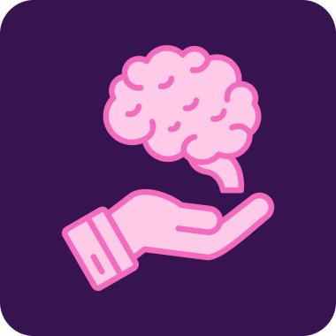 Beyin ikonu olan bir el. vektör illüstrasyonu