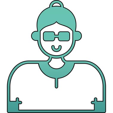 Gözlüklü genç adam ve dizüstü bilgisayar ikonu, taslak tarzı