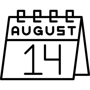 13 Ağustos - Bir vektör illüstrasyonunun takvim simgesi