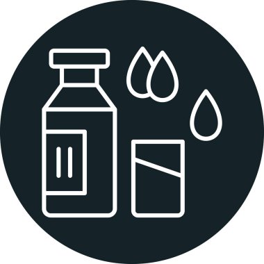 İlaç şişesinin, hapların, tabletlerin, kapsüllerin modern ikonunun vektör çizimi