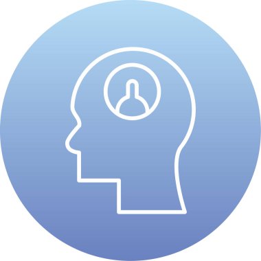 Mavi arka planda izole edilmiş modaya uygun düz stil beyin ikonu. Web sitenizin tasarımı için insan sembolü, logo, uygulama, ui. vektör illüstrasyonu