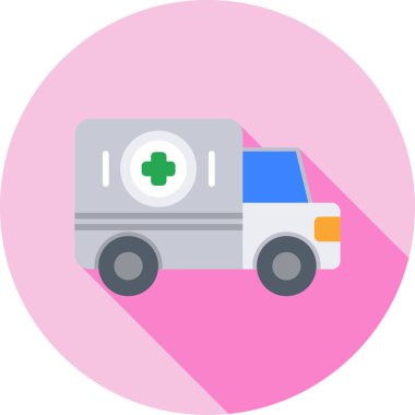 Ambulans arabası tıbbi simgesi düz stil