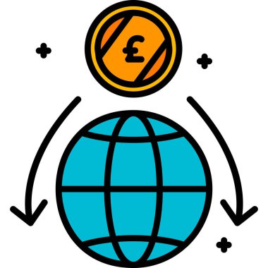 genel ağ değiş tokuş simgesi renk ana hatları vektörü