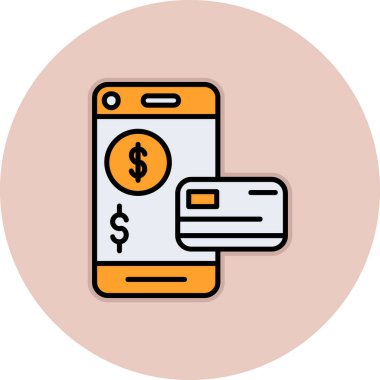 mobil bankacılık vektör çizgisi renk simgesi tasarımı