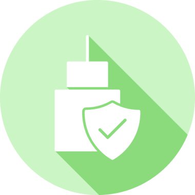 Yeşil bir kalkan simgesinin vektör illüstrasyonu