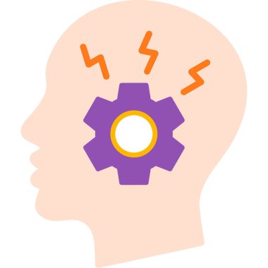 İnsan kafası ve dişli vektör simgesi.